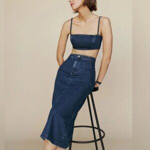 REFORMATION Women's Strada Denim Two Piece Set Size 0 in Denim Blue